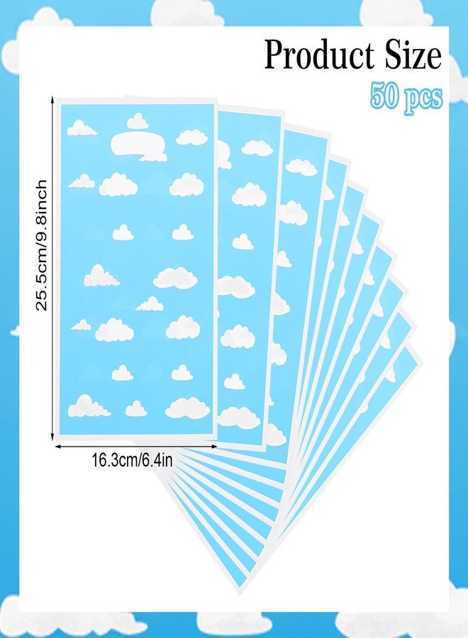 Aysatogc 50 Pcs Blue Cloud Gift Bags, Story Themed Goodie Bags with Handles Blue Sky White Clouds Gift Bag Party Favor Decorations for Boys Girls Kids Baby Shower Birthday Party Supplies - Image 2